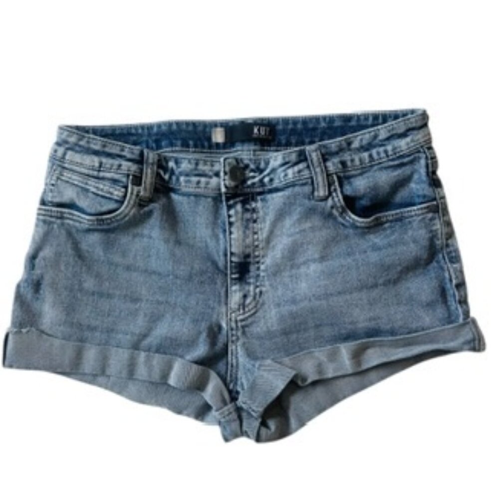 KUT from the Kloth Denim Shorts Size 12 Gray Wash Cuffed Casual